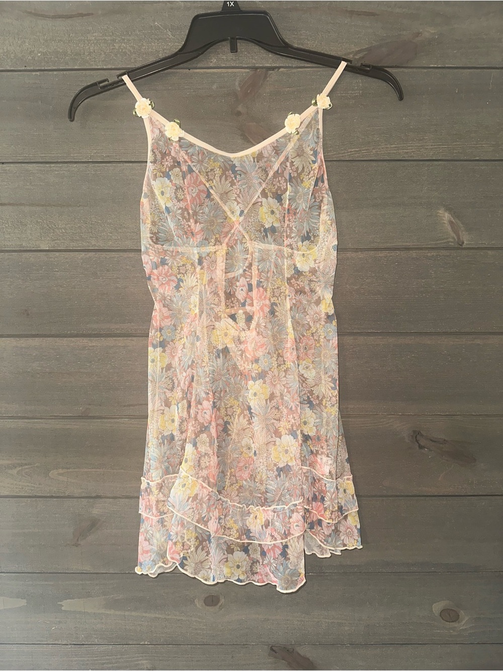 Sheer Floral Lace Chemise Slip in Pastel Pink